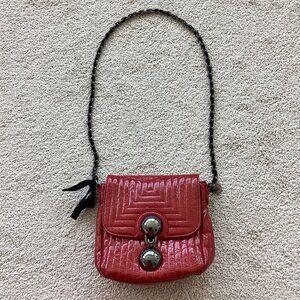 Red Patent Faux Leather Shoulder Bag